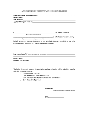 Authorisation for Third Party Visa Documents Collection TLScontact  Form