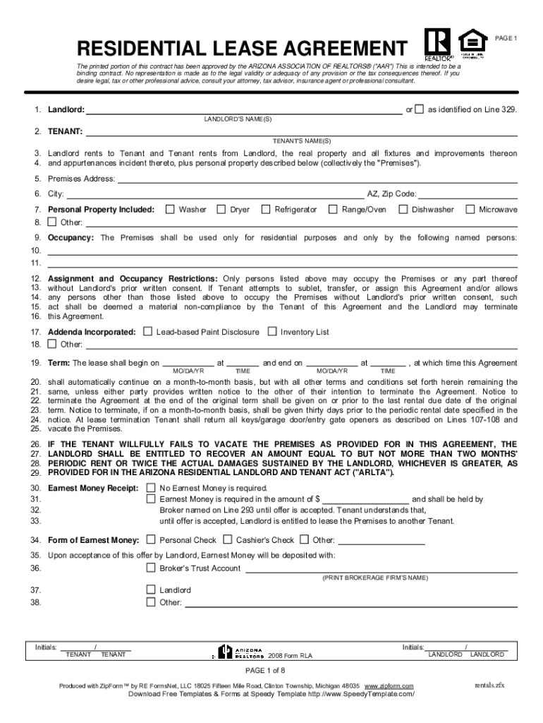 ARIZONA ASSOCIATION of REALTORS TENANT ATTACHMENT This Attachment Should Be Given to the Tenant Prior to the Submission of Any O  Form