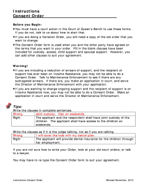 Consent Variation Order  Form