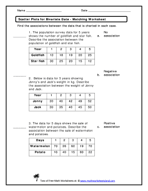 Bivariate Data Worksheets PDF  Form