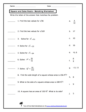 Cube Roots Worksheet with Answers PDF  Form