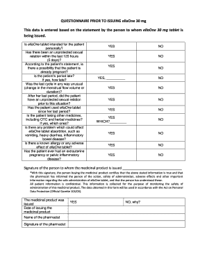 Ellaone Questionnaire PDF  Form
