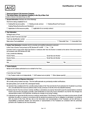 Certification of Trust Centurionagencyltdcom  Form