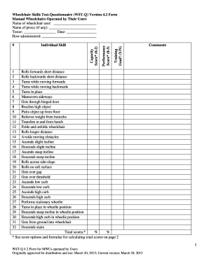 Wheelchair Skills Test PDF  Form