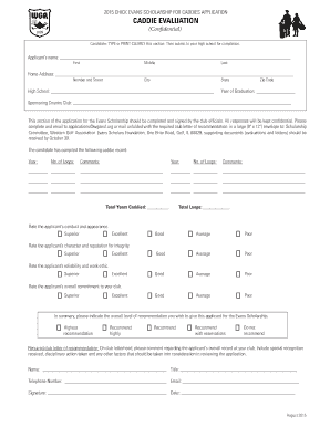 CADDIE EVALUATION WGAESF Home  Form