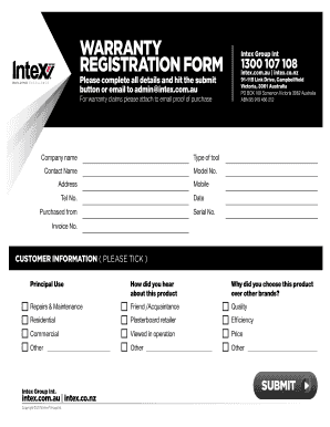 Intex Warranty Check  Form