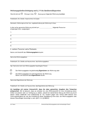 Wohnungsgeberbescheinigung  Form