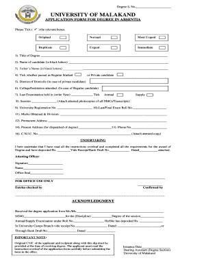 Uom Degree Form