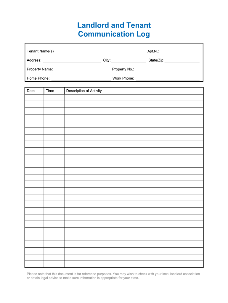 Tenant Communication  Form