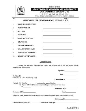 G P Fund Application Format