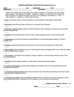Frontal Behavioral Inventory PDF  Form