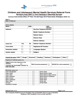 Camhs Referral Berkshire  Form