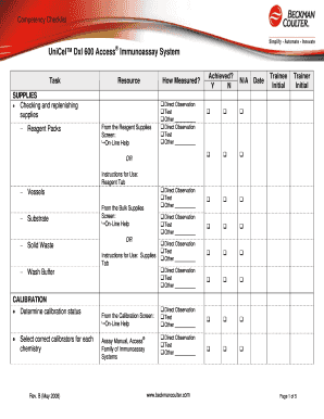 Competency Checklist Beckman Coulter  Form
