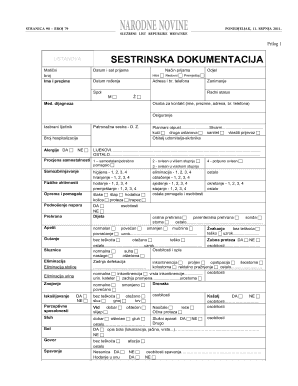 Sestrinska Lista PDF  Form