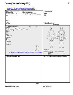 Tertiary Survey Checklist  Form