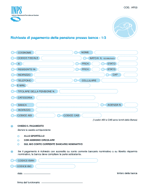 Richiesta Di Pagamento Della Pensione Presso Banca 13  Form