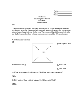 Balancing Feed Rations Worksheet  Form