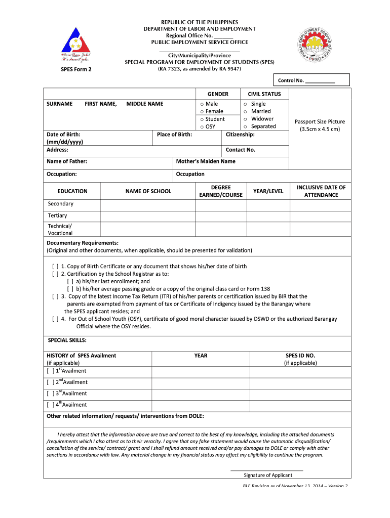 SPES Registration Form Dole Car