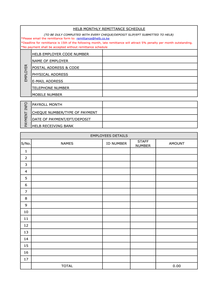 Helb Remittance  Form