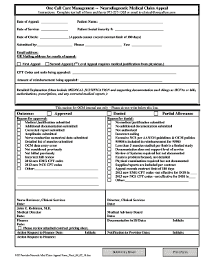 One Call Care Management Appeal Form