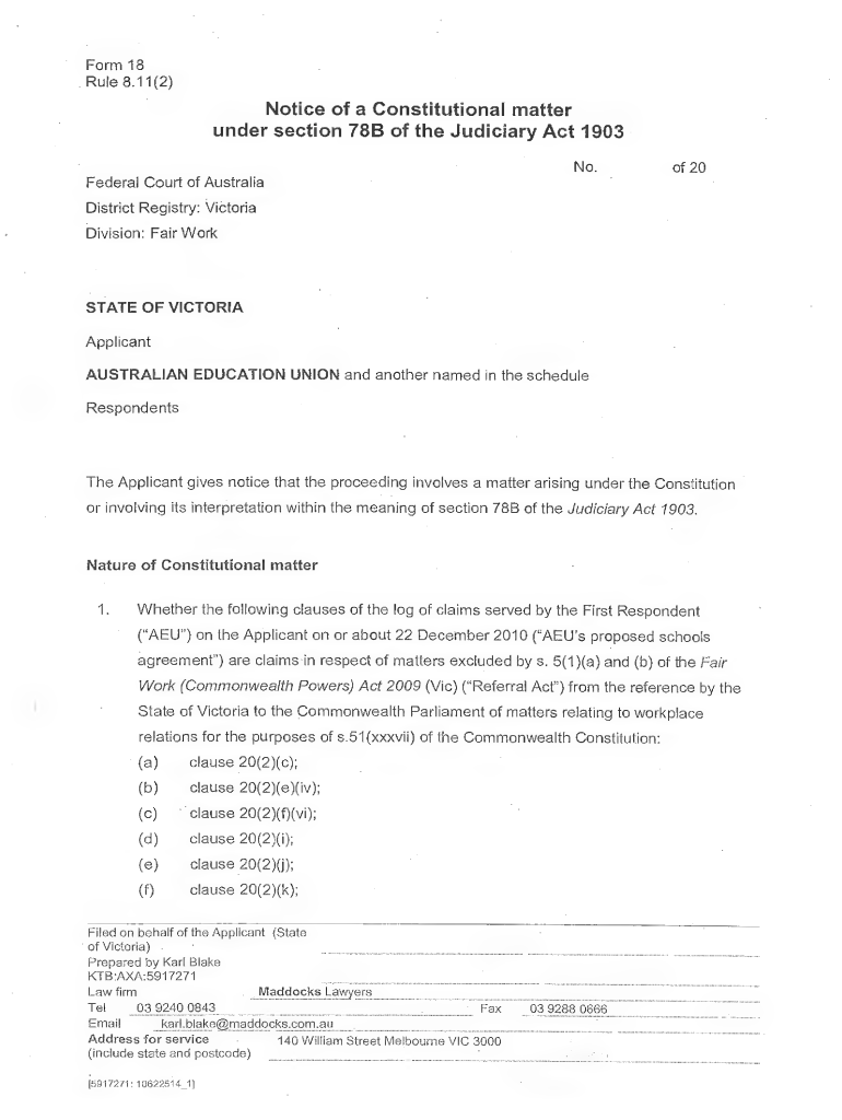 Notice of a Constitutional Matter under Section Bb  Thomson Reuters  Form