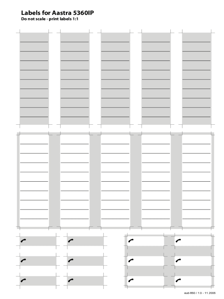 Print Labels for Aastra M670  Form