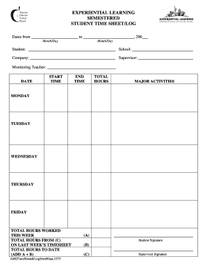 Time Sheet Log Co Op Forms