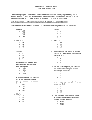 Tabe Test  Form