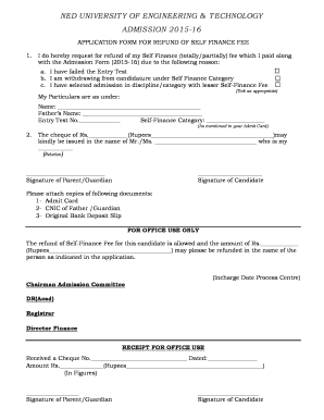 Ned Self Finance Refund Form