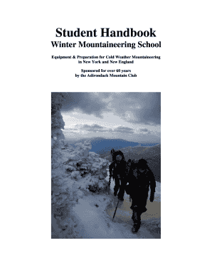 Their Student Handbook ADK Winter Mountaineering Winterschool  Form