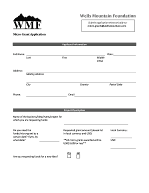Wells Mountain Foundation Application Form