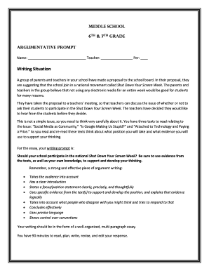 District Writing Pre Test Assessment  Form