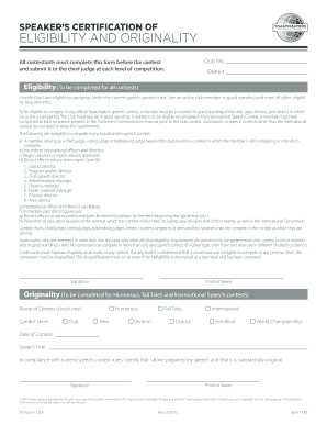 Toastmasters Contest Eligibility Form