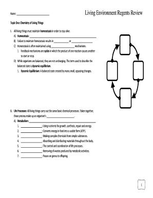 Living Environment Regents Review  Form