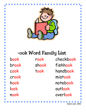 Ook Word Family Worksheets  Form