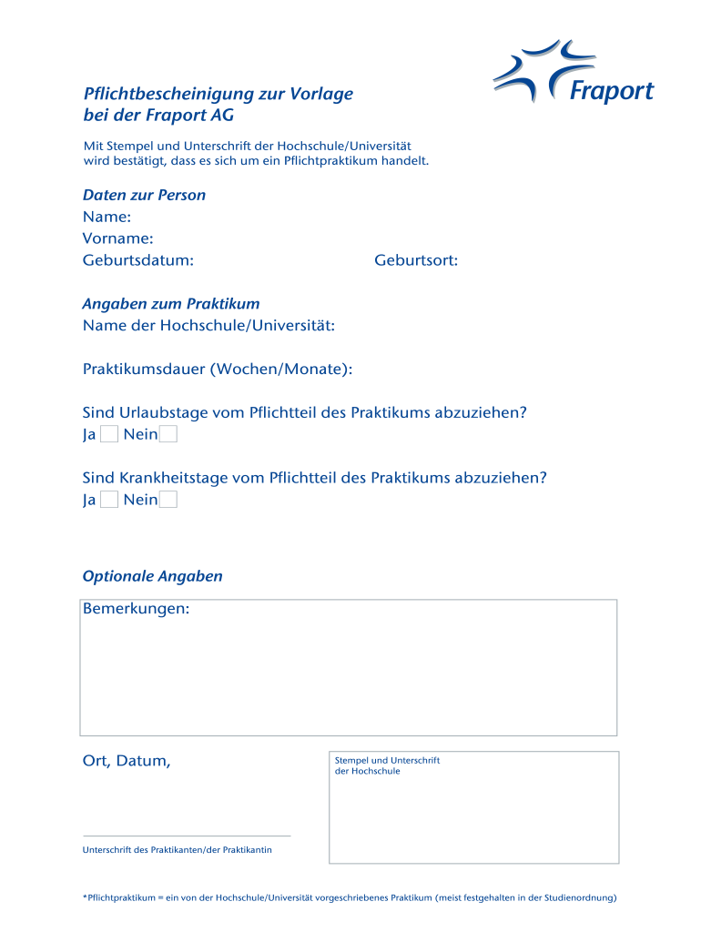 Pflichtbescheinigung  Form