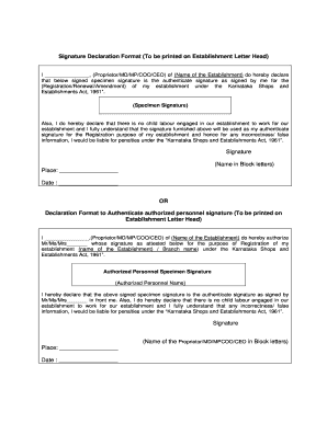 Signature Declaration Form