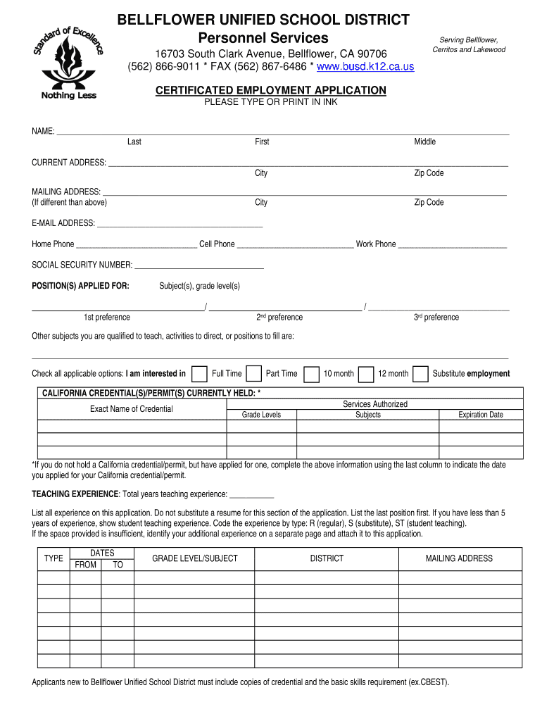  Download Certificated Application  the Bellflower Unified School  Busd K12 Ca 2015-2024