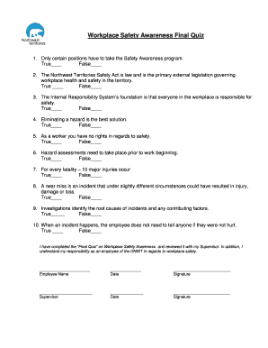 Pictures for Safety Awareness Quizes  Form