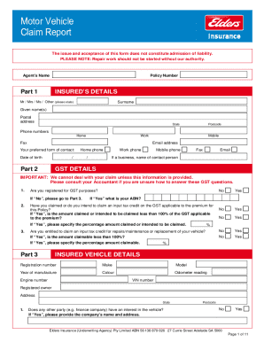 Elders Insurance Claim  Form