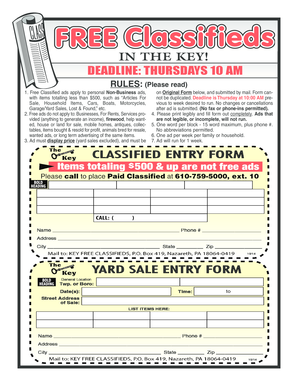 Download a Classified Ad Form the Key Weekly Newspaper