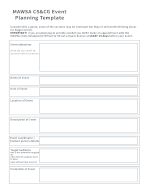 MAWSA CSCG Event Planning Template Mawsa Org  Form