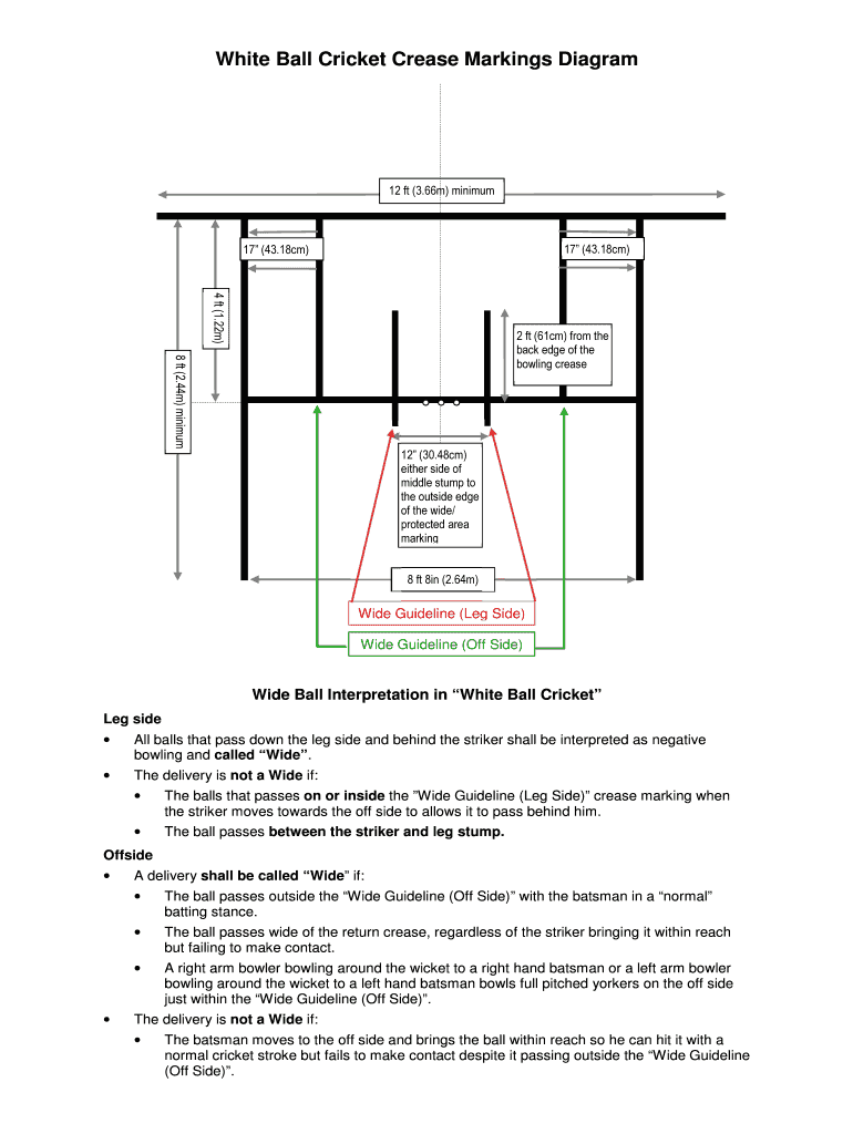 White Ball Cricket Crease Markings Diagram  Form