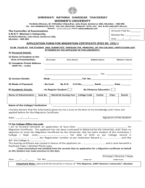 Migration Certificate Mumbai University  Form