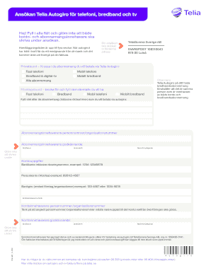 Telia Autogiroblankett PDF  Form