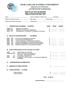 Bsn Curriculum Olfu  Form