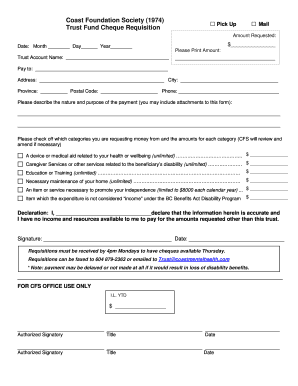 Cheque Requisition Form