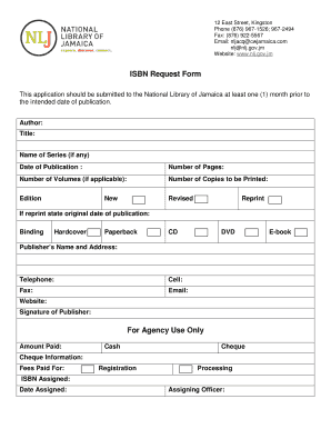 Isbn Jamaica  Form