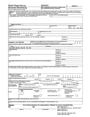 Gewerbeabmeldung Regensburg  Form