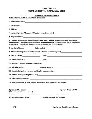 Paying Guest Form Format